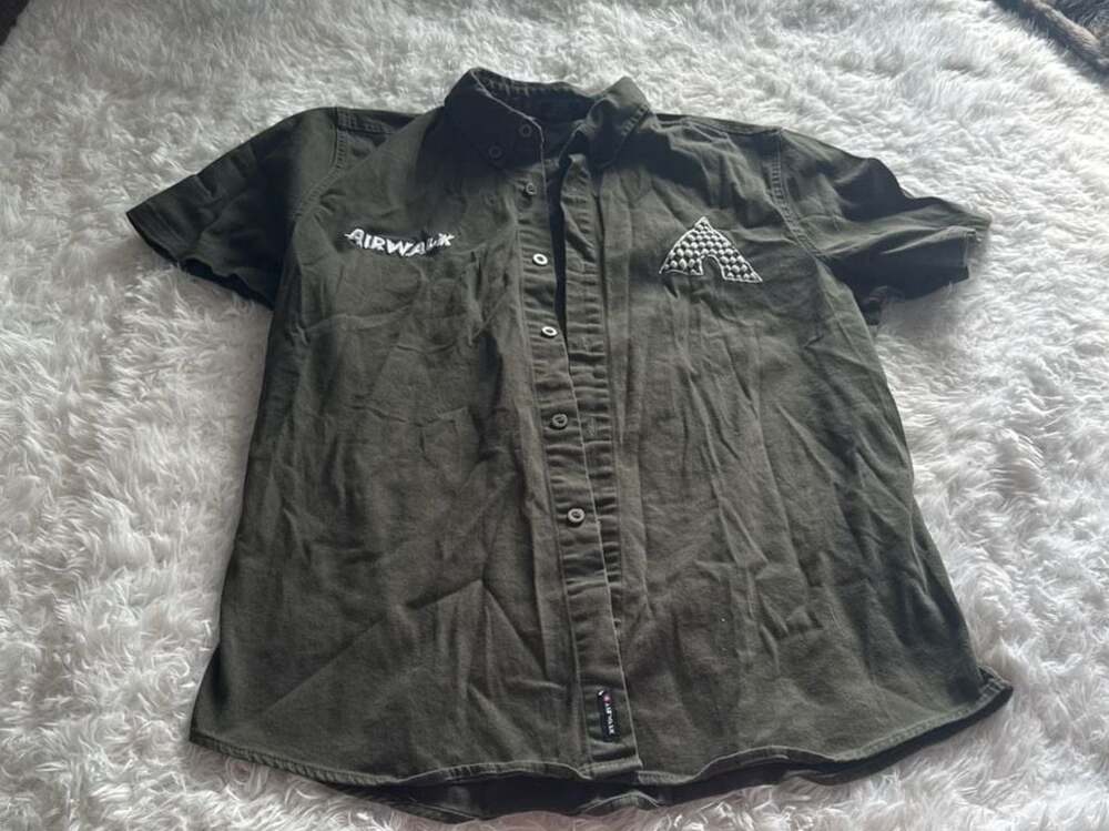 Airwalk Men's‎ Olive Green Short Sleeve Mechanics Work Shirt
